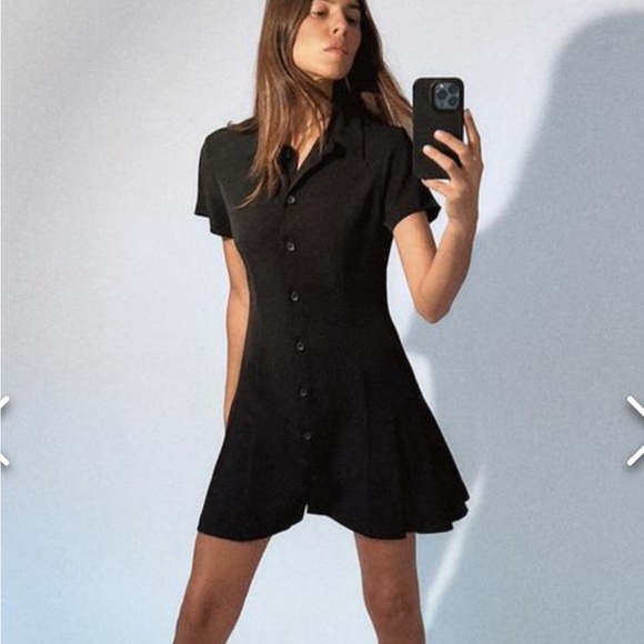 Zara NWT Black Mini Shirt Dress Med - Picture 1 of 8
